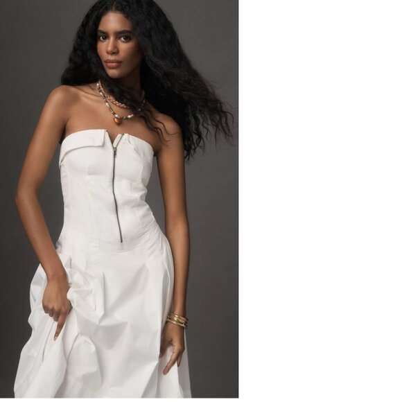 Anthropologie Pilcro Strapless Twofer Midi Dress size S ivory color new nwt - Picture 4 of 6